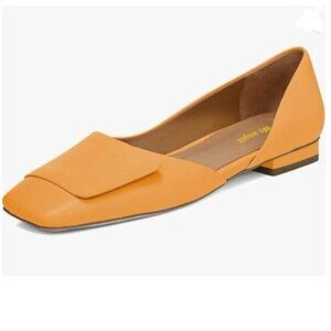 Wo Wagas Orange Pump Side Cut Block Low Heeled Square Toe Slip On Working Shoes